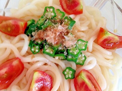 オクラとトマトの冷やしうどん♡